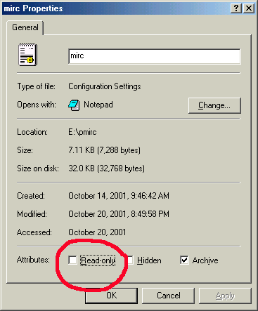 Image of properties dialog box